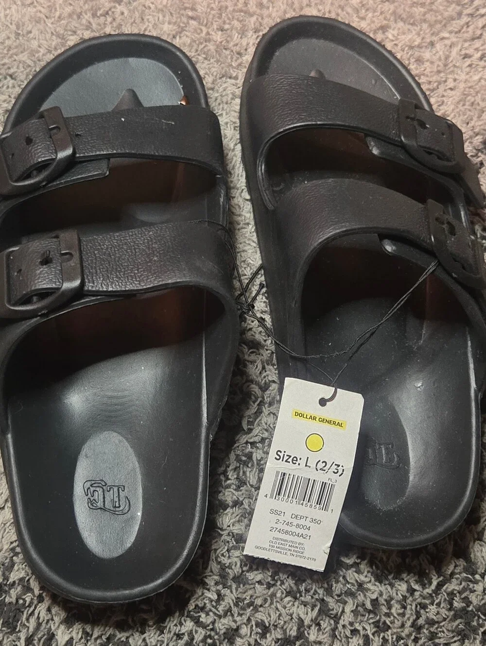 NWT OT Revolution Boys Double Buckle Slides in Black - Large 2/3